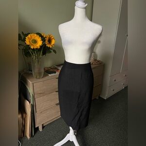 Black High-Waist Pencil Knee-Length Straight Lightweight Business Casual Skirt